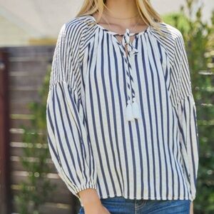 💙 ODDI Striped Navy and White Women's Top
